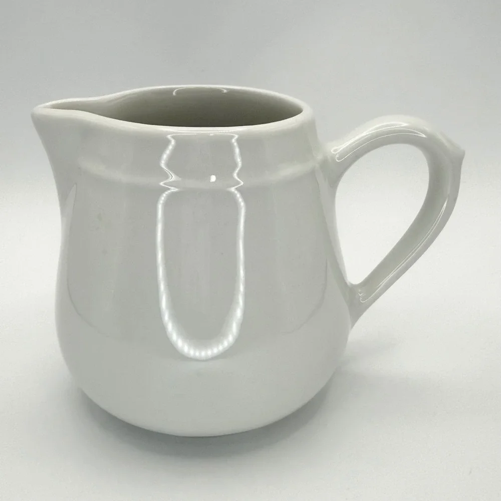 Pillivuyt France Culinaire White Porcelain Creamer‎ Pitcher French Country 8oz